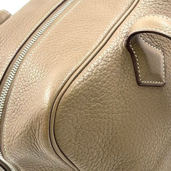 Hermes Victoria 35 □L Engraved Leather Gray-beige Handbag Silver - Picture 5 of 15